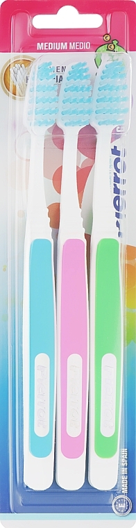 Набір зубних щіток "Колорос", зелена + рожева + блакитна - Pierrot New Active — фото N1