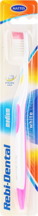 Зубная щетка Rebi-Dental M46, средней жесткости, розовая - Mattes — фото N1
