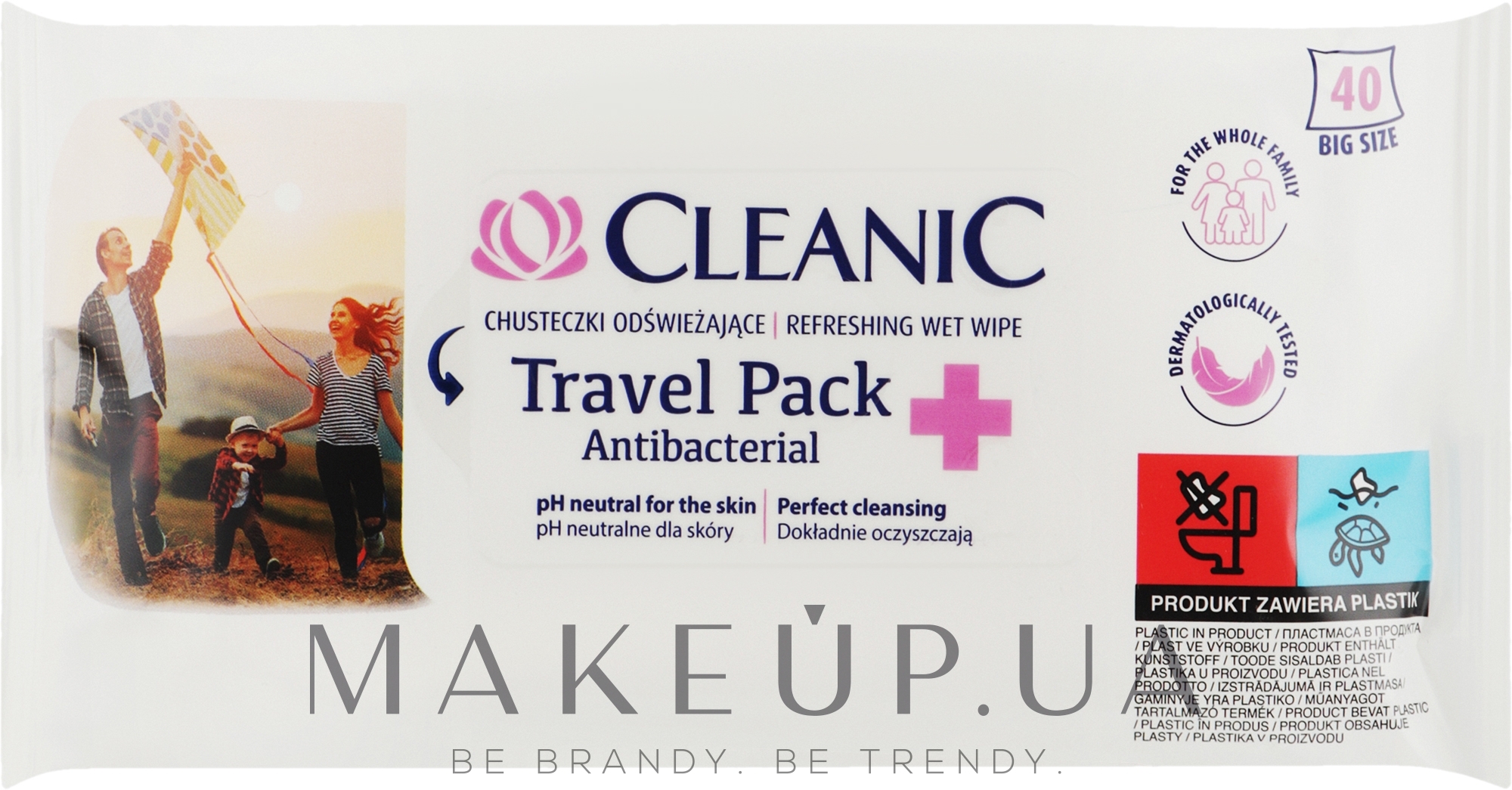 Влажные антибактериальные салфетки - Cleanic Antibacterial Travel Pack Refreshing Wet Wipes — фото 40шт