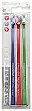 Набір зубних щіток, екстрам'яка, синя + червона + зелена - Swissdent Profi Gentle Extra Soft Trio-Pack — фото N1
