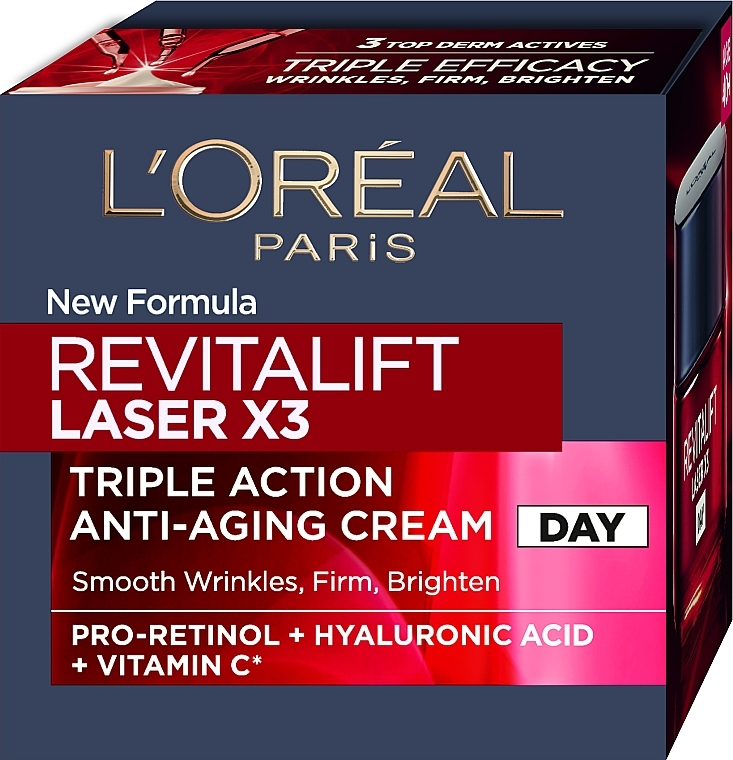 Денний антивіковий крем-догляд потрійної дії для шкіри обличчя  - LOreal Paris Revitalift Laser Х3 — фото N2