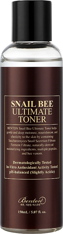 Тонер з ферментованим муцином равлика і бджолиною отрутою - Benton Snail Bee Ultimate Toner — фото N1