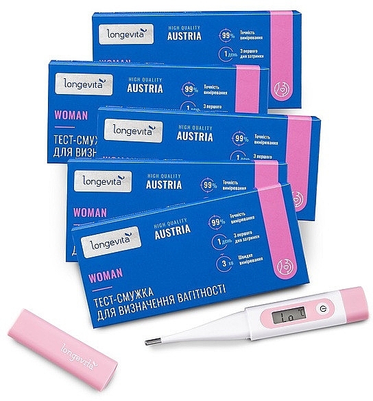Набор для определения беременности "Hope" - Longevita Woman (thermometer/1pcs + pregnancy/test/5pcs) — фото N3