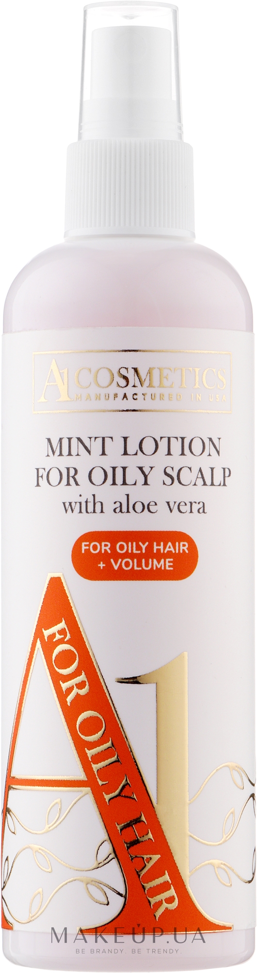 М'ятний лосьйон для жирної шкіри голови - A1 Cosmetics For Oily Hair Mint Lotion For Oily Scalp With Aloe Vera + Volume — фото 150ml