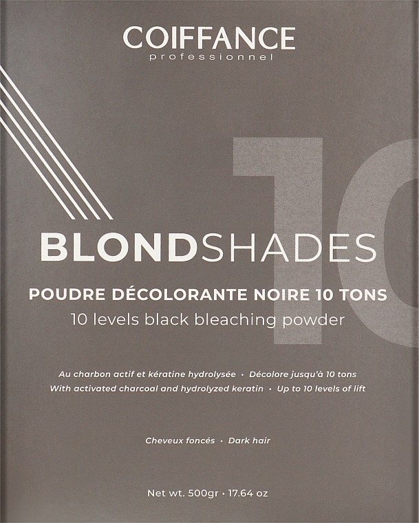 Освітлювальна пудра для волосся з активованим вугіллям - Coiffance Professional Blondshades 10 Levels Black Bleaching Powder — фото N1