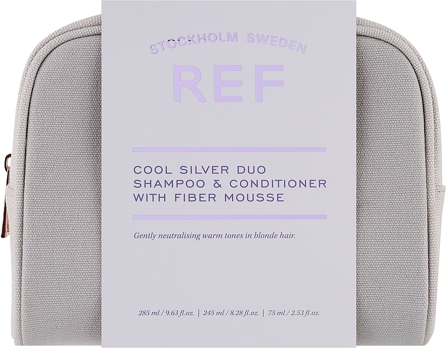 Набор "Для светлых волос" - REF Cool Silver Beauty Bag (shm/285ml + cond/245ml + mousse/75ml + bag/1pcs) — фото N1