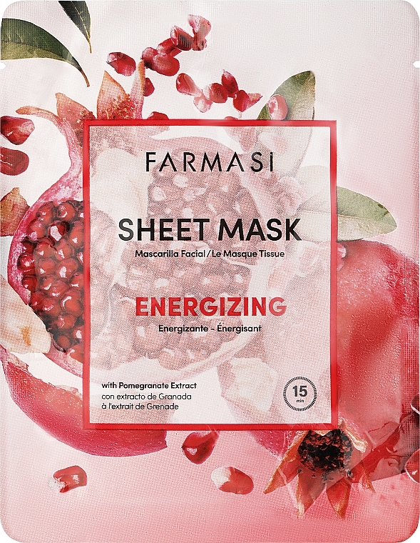 Підбадьорлива тканинна маска для обличчя з екстрактом граната - Farmasi Dr.C.Tuna Sheet Mask Energizing — фото N1