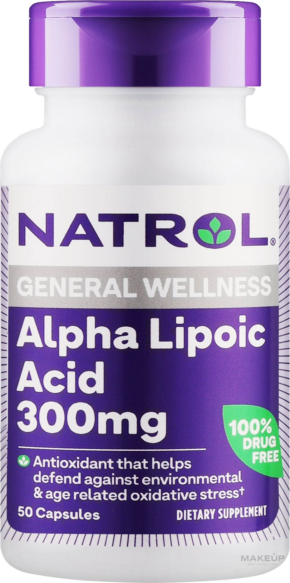 Альфа-ліпоєва кислота, 300 мг - Natrol Alpha Lipoic Acid — фото 50шт