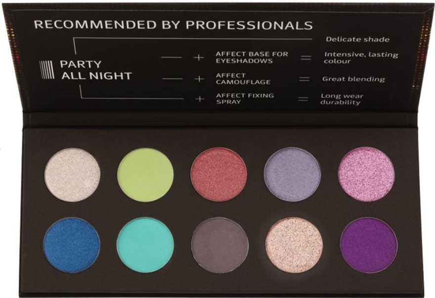 Палетка прессованных теней для век - Affect Cosmetics Party All Night Eyeshadow Palette — фото N1
