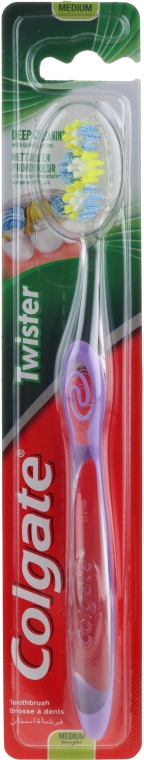 Зубна щітка середня, 24262, фіолетова - Colgate Twister Medium Toothbrush — фото N1