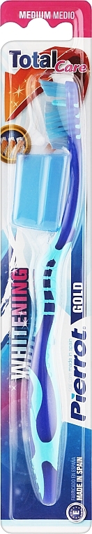 Зубная щетка "Голд", средняя, бирюзово-синяя - Pierrot 