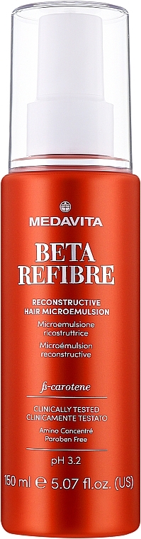 Відновлювальна мікроемульсія для пошкодженого волосся - Medavita Beta Refibre Recontructive Hair Microemulsion — фото N1