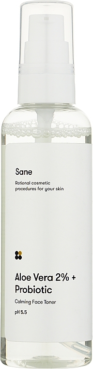 Успокаивающий тоник для лица - Sane Aloe Vera 2% + Probiotic Calming Face Toner