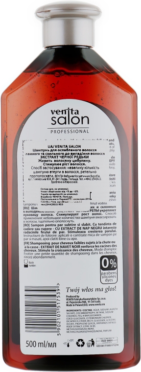 Шампунь для волос - Venita Salon Professional Black Turnip Shampoo — фото N2