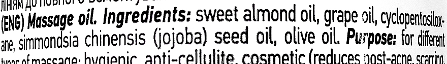 УЦІНКА Олія для тіла масажна універсальна, для гігієнічного, антицелюлітного, спортивного, апаратного масажу - Chudesnik Massage Oil * — фото N7