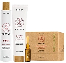 Набор - Kemon Actyva P Factor Hair Loss Prevention Kit (shm/250ml + treatm/150ml + lot/24x6ml) — фото N1