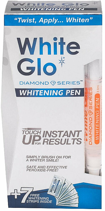 Набір - White Glo Diamond Series Whitening Pen (whit/pen/2,5ml + whit/14 strips) — фото N1