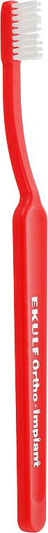 Зубна щітка для ортодонтичних конструкцій (целофанова упаковка), червона - Ekulf Ortho Implant — фото N1