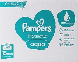 Детские влажные салфетки, 15x48 шт. - Pampers Harmonie Aqua Baby Wipes — фото N11