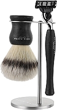 Парфумерія, косметика Набір для гоління - Acca Kappa Natural Style Set Black (razor/1pc + brush/1pc + stand/1pc)
