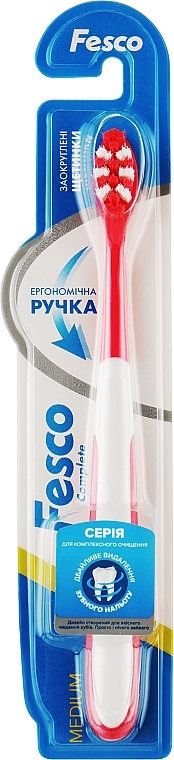 Зубная щетка средней жетсткости, красная - Fesco Complete Medium Tothbrush — фото N4
