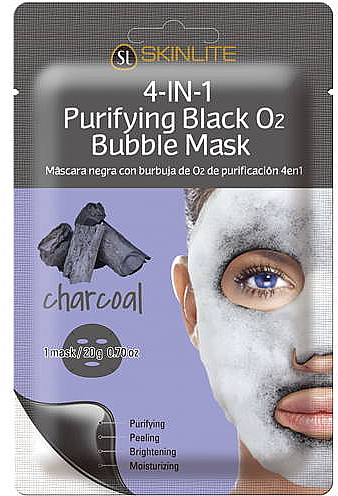 Пузырьковая маска для лица "Древесный уголь" - Skinlite Purifying Black Bubble Mask — фото N1