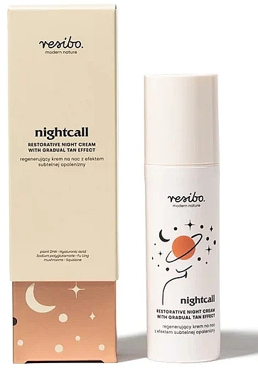 Відновлювальний нічний крем з ефектом поступової засмаги - Resibo NIGHTCALL Restorative Night Cream — фото N1