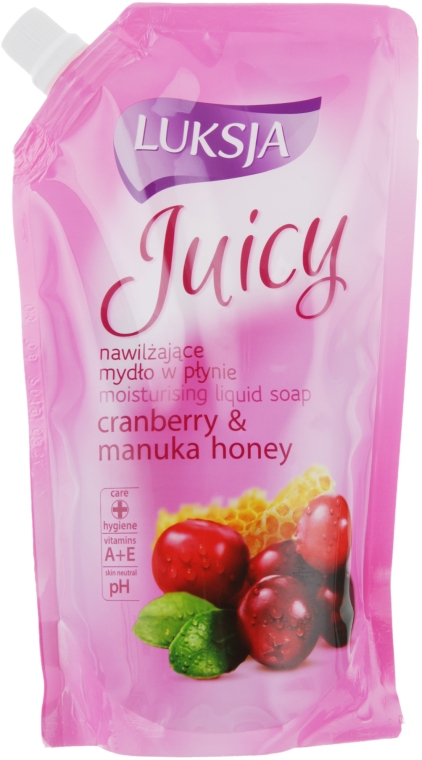 Рідке крем-мило "Журавлина і мед чайного дерева Манука" - Luksja Juicy Cranberry & Manuka Honey Moisturising Liquid Soap (дой-пак)