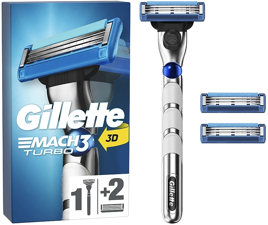 Станок для гоління з 3 змінними касетами - Gillette Mach 3 Turbo — фото N2