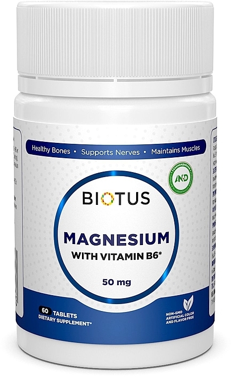 Диетическая добавка "Магний и витамин В6", 50 мг - Biotus Magnesium with Vitamin B6 — фото N1