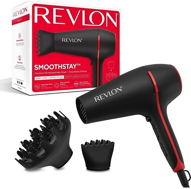 Фен для волос - Revlon Smoothstay Coconut Oil Infused Hair Dryer RVDR5317E — фото N3