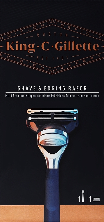 Бритва с триммером и 5 лезвиями - Gillette King C. Shave & Edging Razor — фото N1