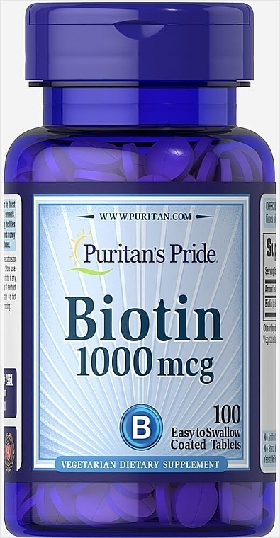 Дієтична добавка "Біотин", 1000 мг - Puritan's Pride Biotin — фото N1