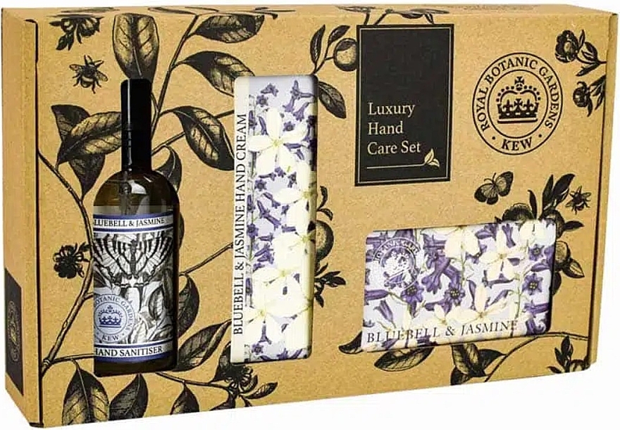 Набір - The English Soap Company Kew Gardens Bluebell & Jasmine Hand Care Gift Box (soap/240g + h/cr/75ml + san/100ml) — фото N1