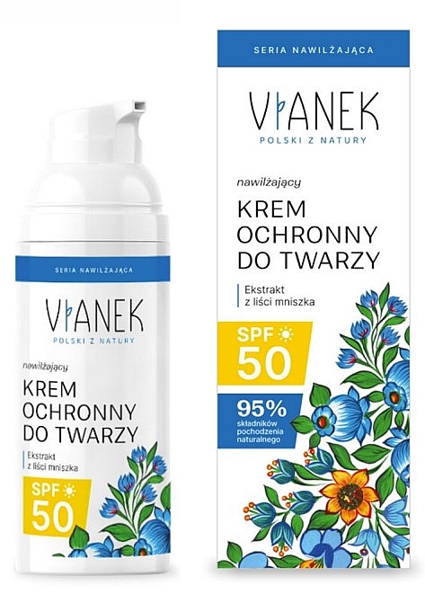 Зволожувальний сонцезахисний крем для обличчя - Vianek SPF 50