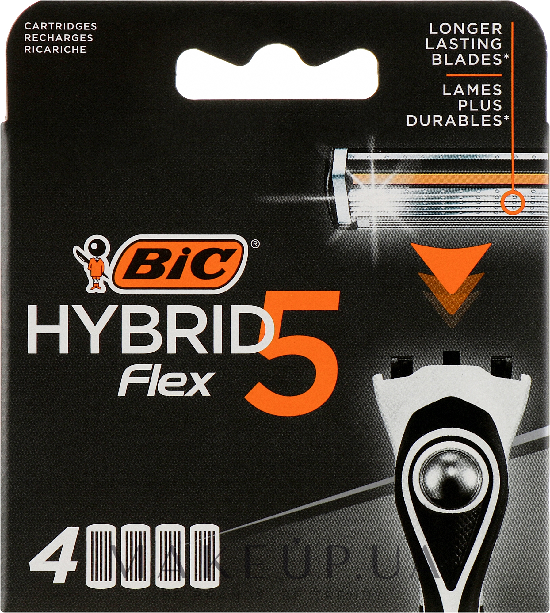 Сменные кассеты для бритья Flex 5 Hybrid, 4шт - Bic — фото 4шт