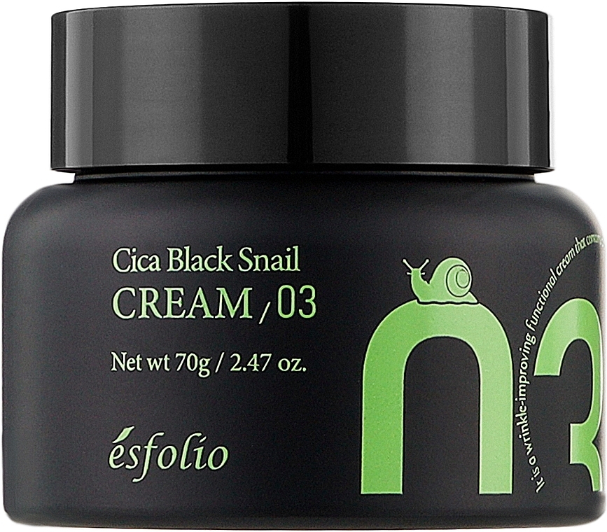 Крем для обличчя з центелою азіатською та муцином чорного равлика - Esfolio Cica Black Snail Cream — фото N1