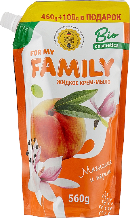 Рідке мило для рук і тіла "Магнолія і персик" - Family (дой-пак)