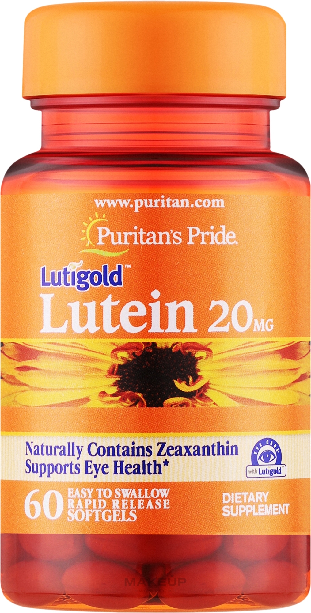 Пищевая добавка "Лютеин 20 мг" - Puritan's Pride Lutein 20mg with Zeaxanthin — фото 60шт