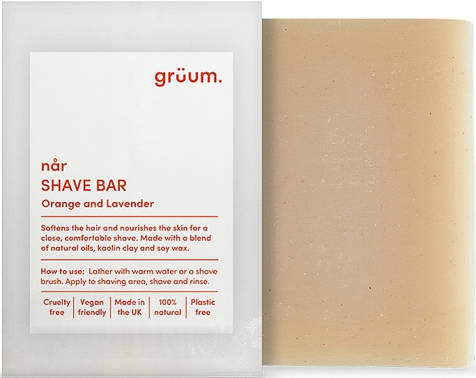 Мыло для бритья "Апельсин и лаванда" - Gruum Nar Zero Plastic Shave Bar Orange & Lavender — фото N1