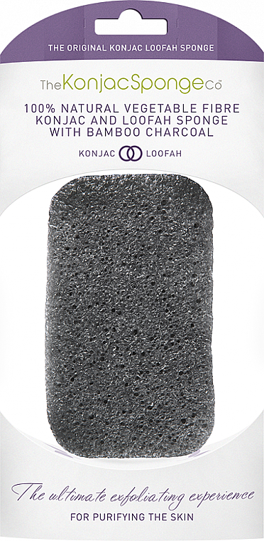 Спонж для тіла з конняку й люфи, з бамбуковим вугіллям - The Konjac Sponge Co Charcoal and Loofah Medley Sponge — фото N1