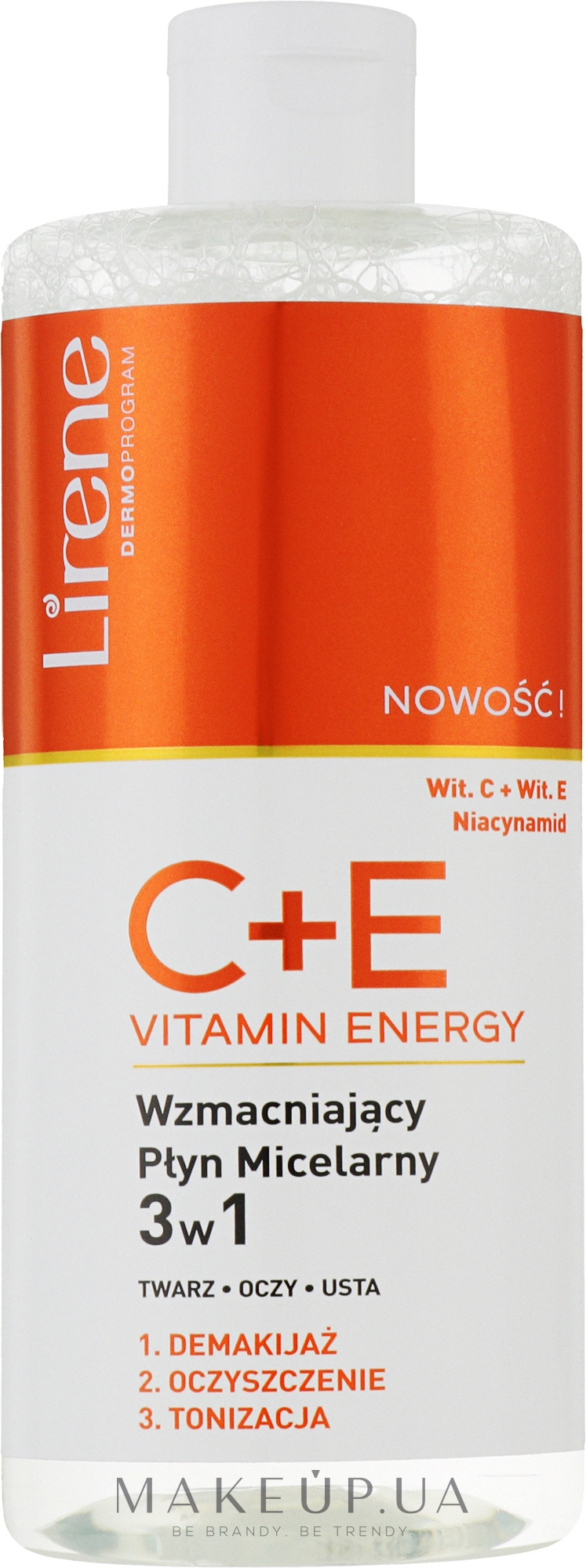 Зміцнювальна міцелярна вода 3 в 1 "Енергія вітамінів С + Е" - Lirene C+E Vitamin Energy — фото 400ml