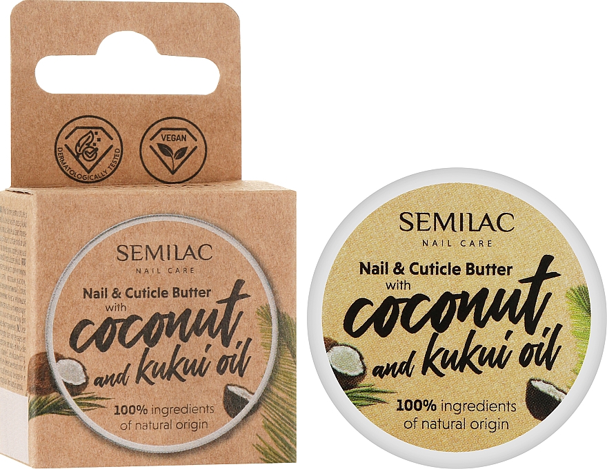 Масло для кутикулы и ногтей с кокосовым маслом - Semilac Nail Care Coconut and Kukui Oil — фото N2