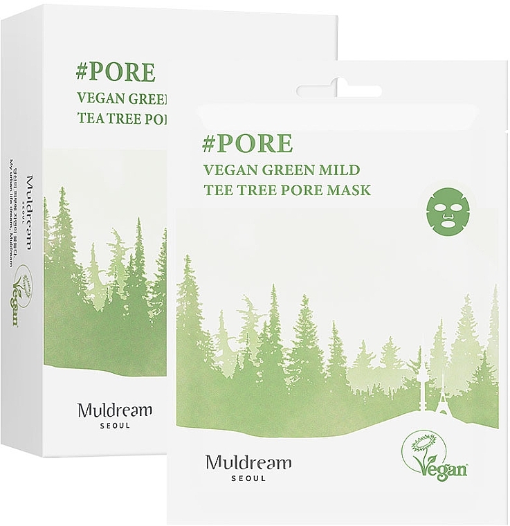 Тканевая маска для жирной и комбинированной кожи - Muldream Vegan Green Mild Tee Tree Pore Mask — фото N2