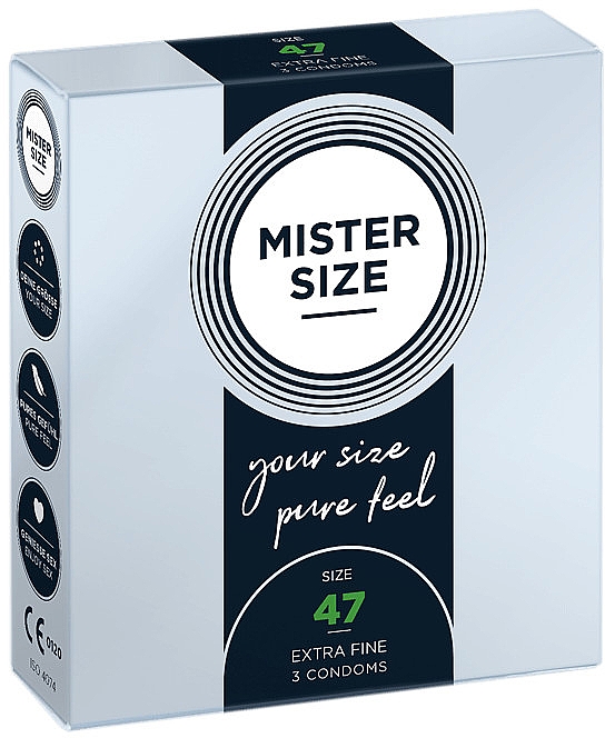 Презервативи латексні, розмір 47, 3 шт. - Mister Size Extra Fine Condoms — фото N1