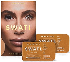 Кольорові контактні лінзи "Sandstone", 1 місяць - Swati 1-Month Light brown Coloured Lenses — фото N1
