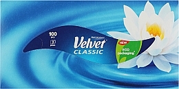 Парфумерія, косметика Серветки у коробці двошарові "Classic", 100 шт., сині з квіткою - Velvet