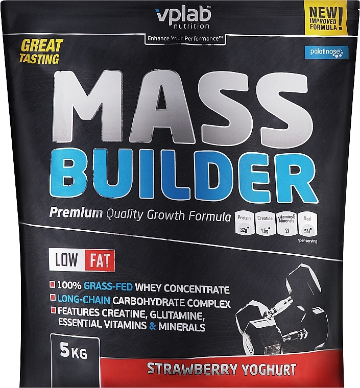Гейнер "Полуничний йогурт" - VPlab Mass Builder — фото N1