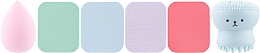 Набор спонжей для макияжа и умывания 6в1, PF-93, светло-голубой - Puffic Fashion — фото N1