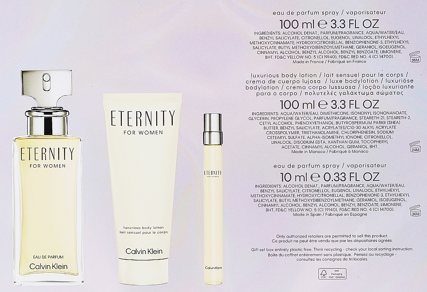 Calvin Klein Eternity For Woman - Набор (edp/100ml + b/lot/100ml + edp/10ml) — фото N4